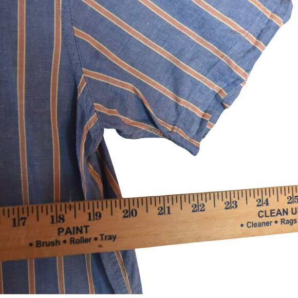 RVCA Blue Stripe Button-Up Shirt Men’s L Coastal Preppy Surfcore Pocket - Picture 5 of 7